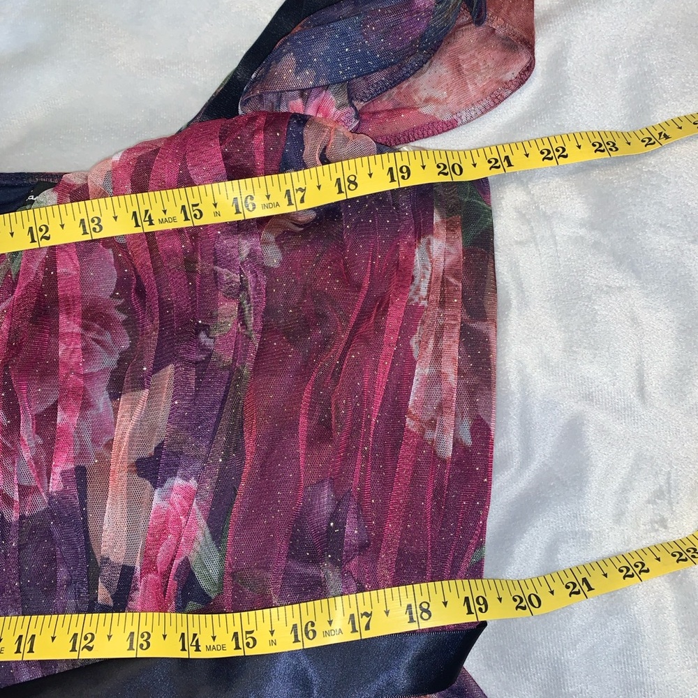 Candlelite womens 2x Burgundy pink purple whimsical sparkle Floral  Maxi Dress - Picture 6 of 6